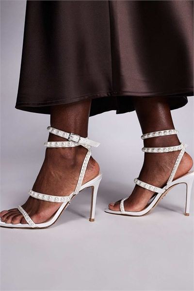 Туфли на высоком каблуке с ремешками и жемчугом от Teena артикул 149514415