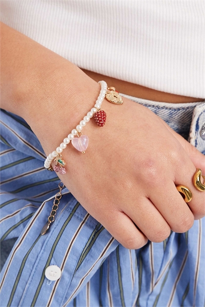 Браслет с подвесками в виде фруктов из искусственного жемчуга от Olivia артикул 153723845