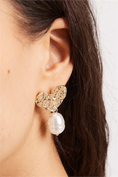 Серьги-капли с искусственными жемчужинами в форме сердечка артикул 153723837