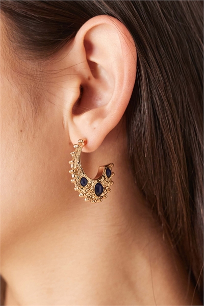 Серьги-кольца в виде луны с фактурной поверхностью артикул 152192020