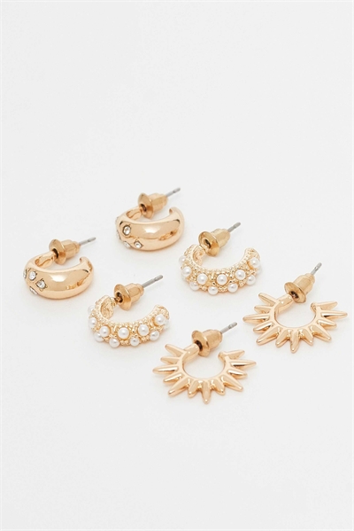 Набор из 3-х сережек Huugies с жемчужинами «Небесный жемчуг» артикул 152192021