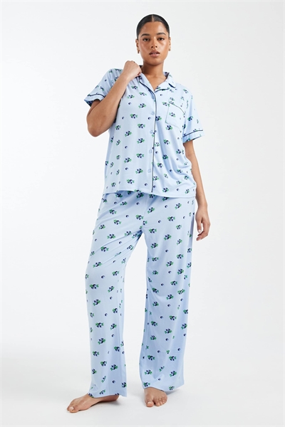 Комплект пижамы из сверхмягкого джерси с отворотом на горловине и широкими штанинами артикул 151898790