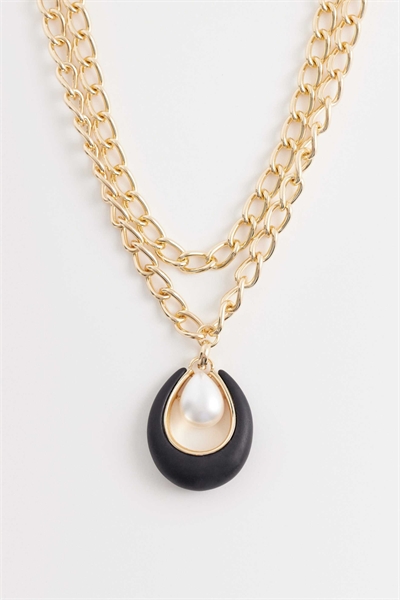 Многорядный кулон с цепочкой и элементами из смолы артикул 154706723