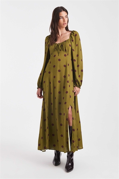 Макси-платье из кружева в горошек артикул 152381755