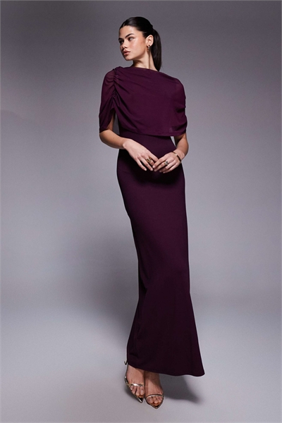 Макси-платье с сетчатым капюшоном, цвет инжир артикул 154217731