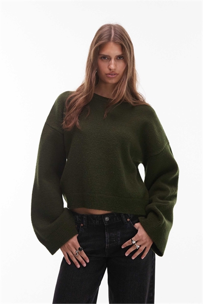 Свитер из трикотажа с широкими рукавами и свободным кроем артикул 150832626