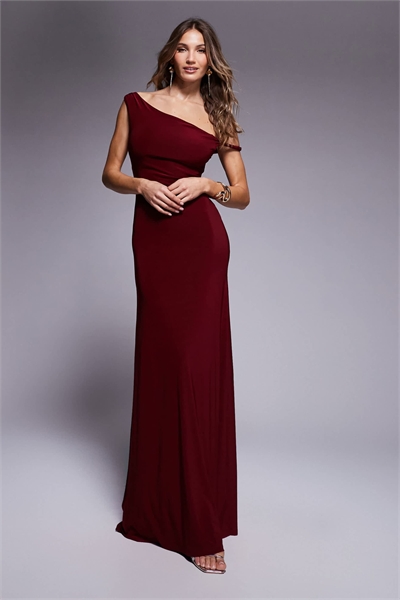 Макси-платье с закрученными плечами и шнуровкой сзади, цвет бордовый артикул 143504864