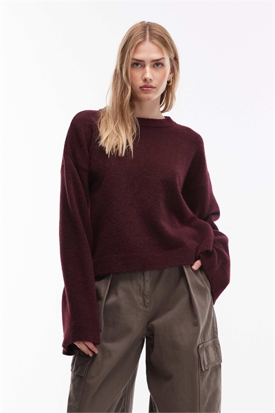 Свитер из тонкого трикотажа с широкими рукавами и шерстью артикул 152557846