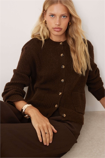 Вязаный кардиган с накладными карманами из шерсти артикул 150501009