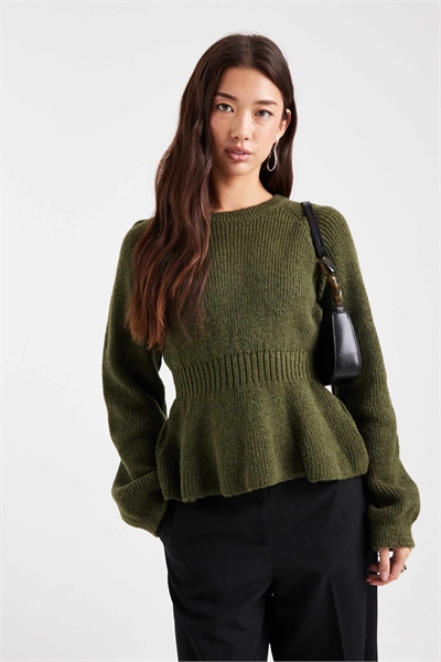 Свитер с пеплумом из трикотажа и затягивающейся талией артикул 151967027