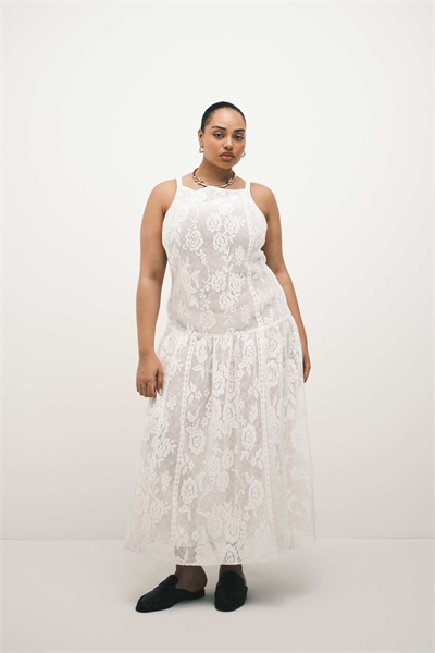 ASOS DESIGN Curve платье-миди с вырезом на груди и кружевом по всей длине, цвет слоновой кости артикул 154832893