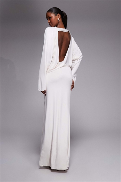 Макси-платье с длинными рукавами и открытой спиной артикул 155513454