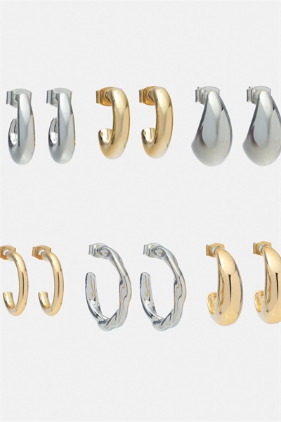 Набор из 6 пар сережек-колец артикул 156177428