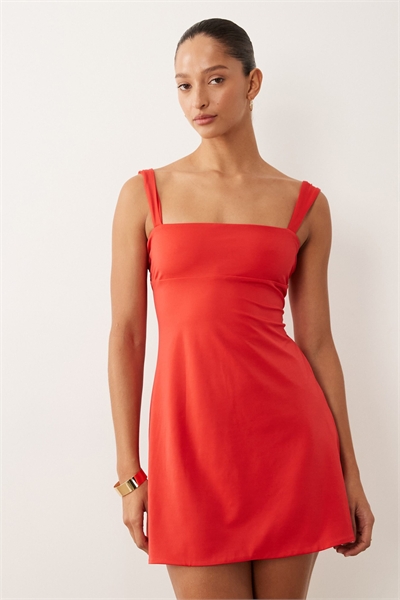 Обтягивающее мини-платье красного цвета артикул 156182764