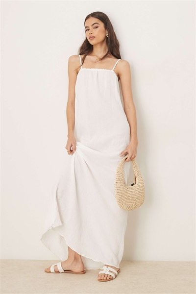 Белое макси-платье без рукавов из марли артикул 141796499