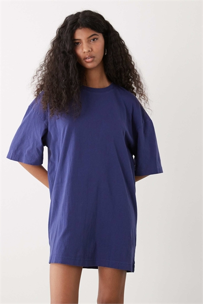 Оверсайз-платье-футболка темно-синего цвета артикул 154840045