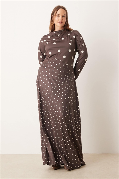 Макси-платье с длинными рукавами, с эффектом «слинки» и принтом артикул 151417843