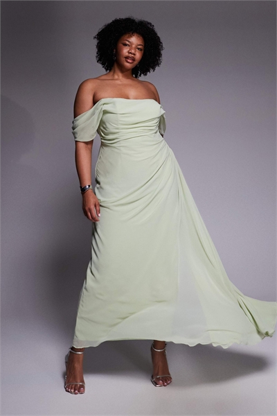 ASOS DESIGN Curve платье для подружек невесты из жоржетта цвета шалфейной зелени артикул 153081237