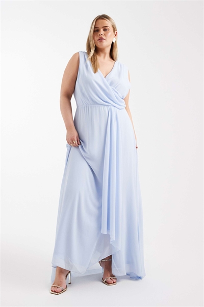 Шифоновое макси-платье с драпированным верхом для подружки невесты, цвет: голубой артикул 153113857
