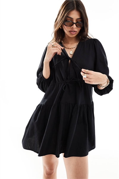 Пляжное мини-платье Esmee с завязками спереди и воланами артикул 133609194