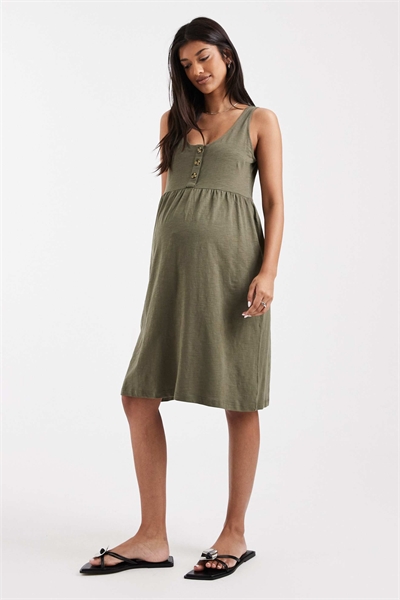 Mamalicious Maternity Двухфункциональное мини-платье для кормления с пуговицами, темно-хаки артикул 153748845