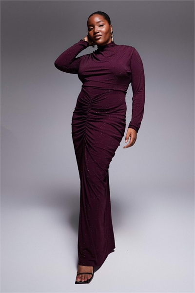 Макси-платье с высоким воротником и декоративными элементами артикул 150149800