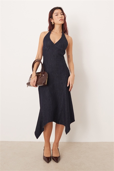 Платье-халат Comari из шерсти средней длины цвета индиго артикул 154868161