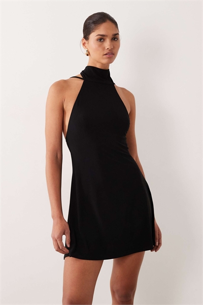 Мини-платье с открытой спиной и шарфом, черного цвета артикул 155969849