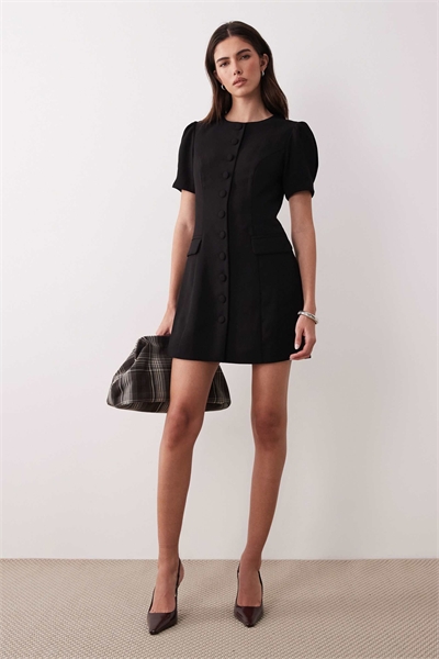 Приталенное мини-платье черного цвета артикул 153883317