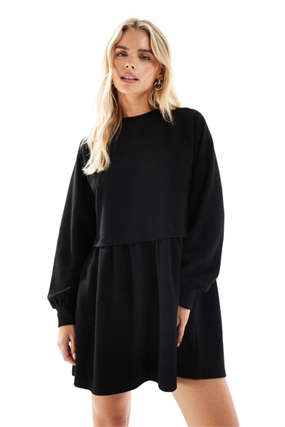 Сверхмягкое платье-сарафан из черной ткани с ворсистой поверхностью артикул 147828190