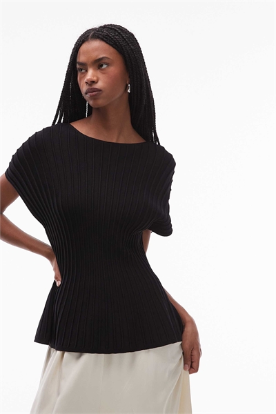 Топ с пеплумом, ребристым кроем и затянутой талией артикул 151304630