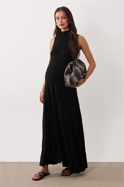 ASOS DESIGN Макси-платье с высоким воротником для беременных, черное артикул 155229776