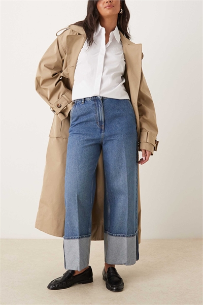 Джинсы с широким отворотом артикул 149244936