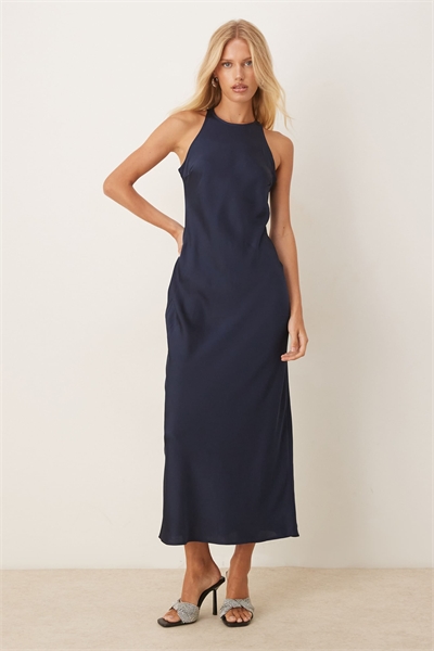 Платье Racer из атласа миди-длины темно-синего цвета артикул 147788261