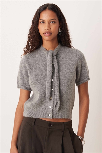 Кардиган с воротником-галстуком и короткими рукавами из смешанной шерсти артикул 153646917