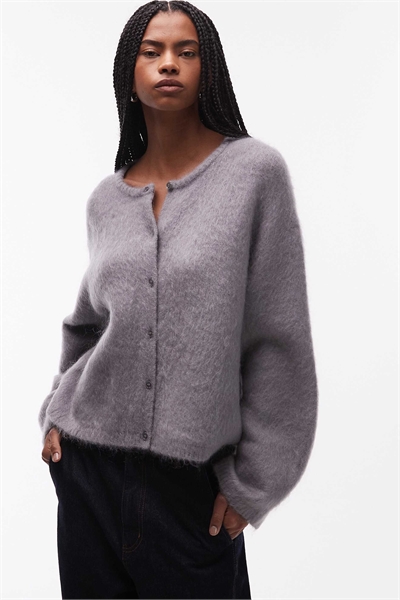 Кардиган с круглым вырезом из смеси мохера и шерсти артикул 154340409