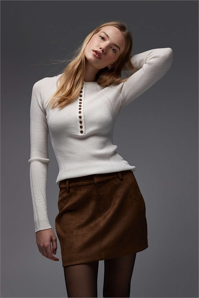 Футболка-хенли из чистой шерсти с ребристой вязкой артикул 153891699