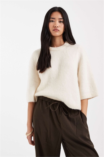 Свитер свободного кроя с короткими рукавами из смеси мохера и шерсти артикул 154340400