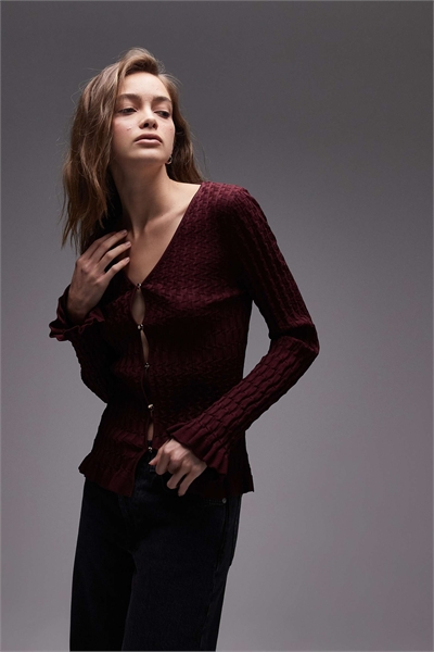 Кардиган из трикотажа с ребристой вязкой «соты» артикул 148306065