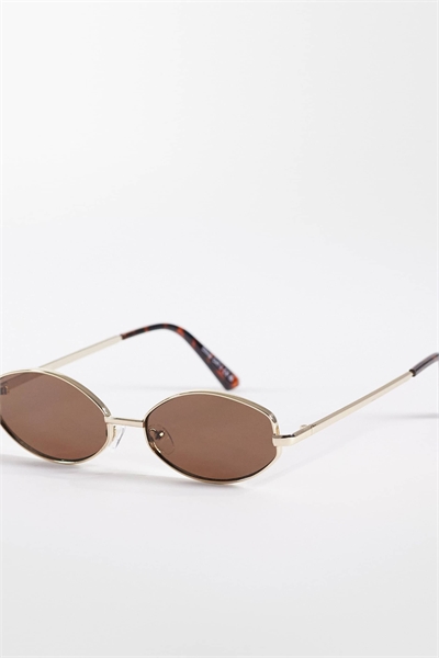 Строгие овальные металлические солнцезащитные очки артикул 152420466