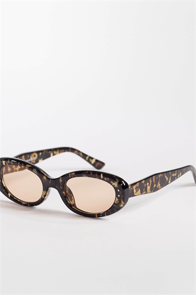 Солнцезащитные очки с эксклюзивной овальной оправой и линзами цвета «тан» артикул 153150559