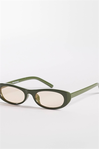 Эксклюзивные солнцезащитные очки с тонкой овальной оправой и линзами цвета «тан» артикул 153150560