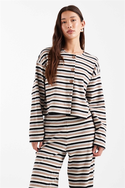 Кардиган из ткани «стрип» с ворсованной ребристой фактурой co-ord артикул 152666823