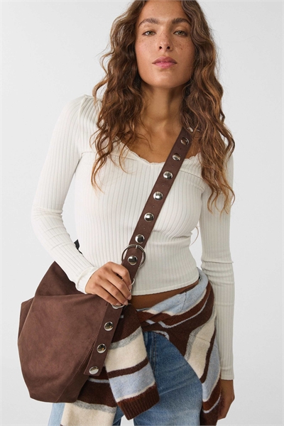 Сумка-ведро из искусственной замши с ремешком артикул 148588927