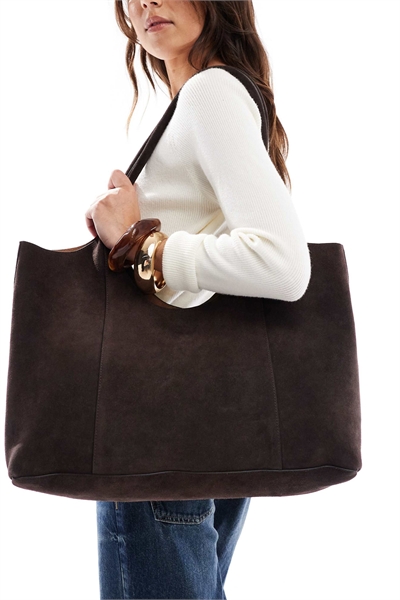 Сумка-тоут из замши премиум-класса с закругленным верхом артикул 148921137