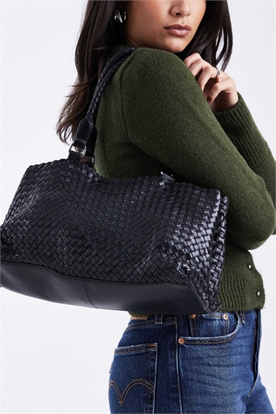 Сумка-тоут из кожи с плетеным узором артикул 151666886