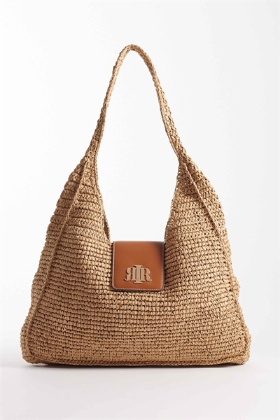 Сумка свободного кроя с клапаном из рафии артикул 154689945