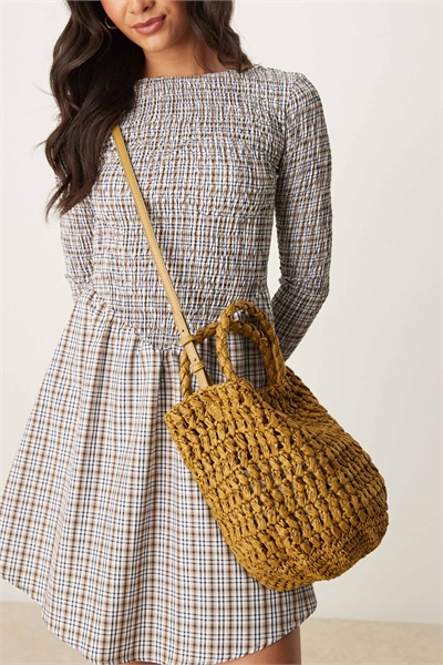 Сумка-ведро из рафии с подкладкой артикул 147146681