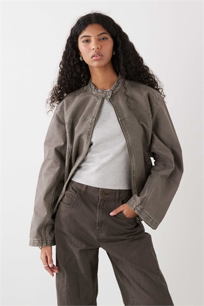 Куртка из вымытой парусины на молнии артикул 154840033