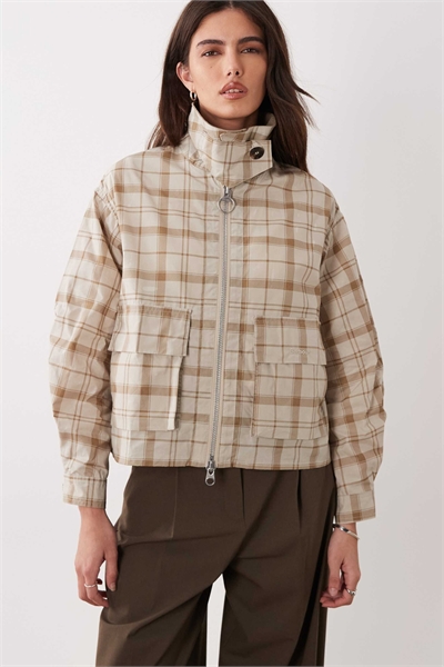 Куртка из ткани «Myshall» с узором «тартан», с водоотталкивающей пропиткой, бежевого цвета артикул 154715304